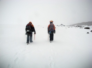 Walking back to camp through the blizzard (Jan 2013)
